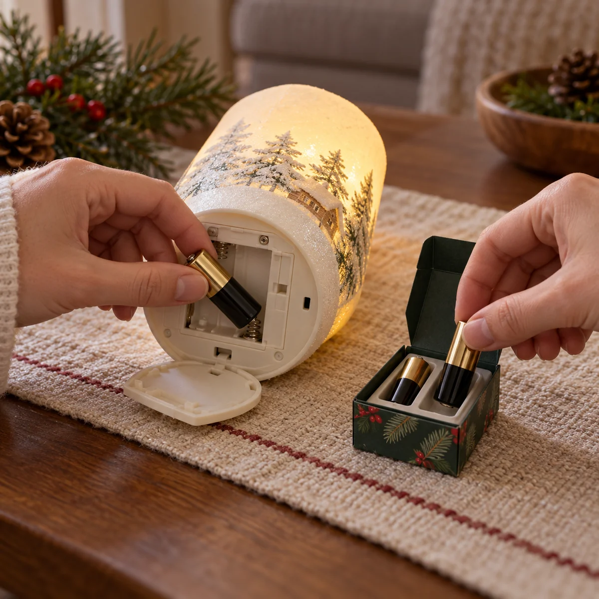 Batteries removed from a seasonal decoration before long storage